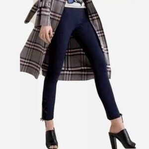 Rag & Bone Black Lace Up Ankle Pant Skinny Ponte Knit Back Zipper Size 10